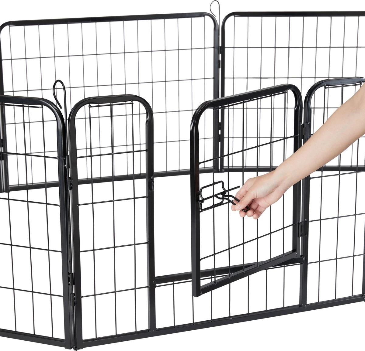 ACAZA Hondenren In 8 Panelen - Hondenkennel - Met Deur - 60 Cm Hoogte - Zwart 2 ACAZA Hondenren In 8 Panelen - Hondenkennel - Met Deur - 60 Cm Hoogte - Zwart - Afbeelding 2