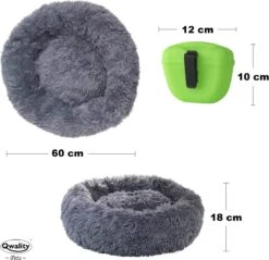 Hondenmand Donut – 60 Cm - Honden Mand – Pluche – Fluffy – Extra Zacht - Hondenkussen – Kattenkussen – Bed - Wasbaar Met Rits – Hondenmanden – Rond – Bank – Grijs - Qwality -Hondenbenodigdheden Korting 1200x1163 11
