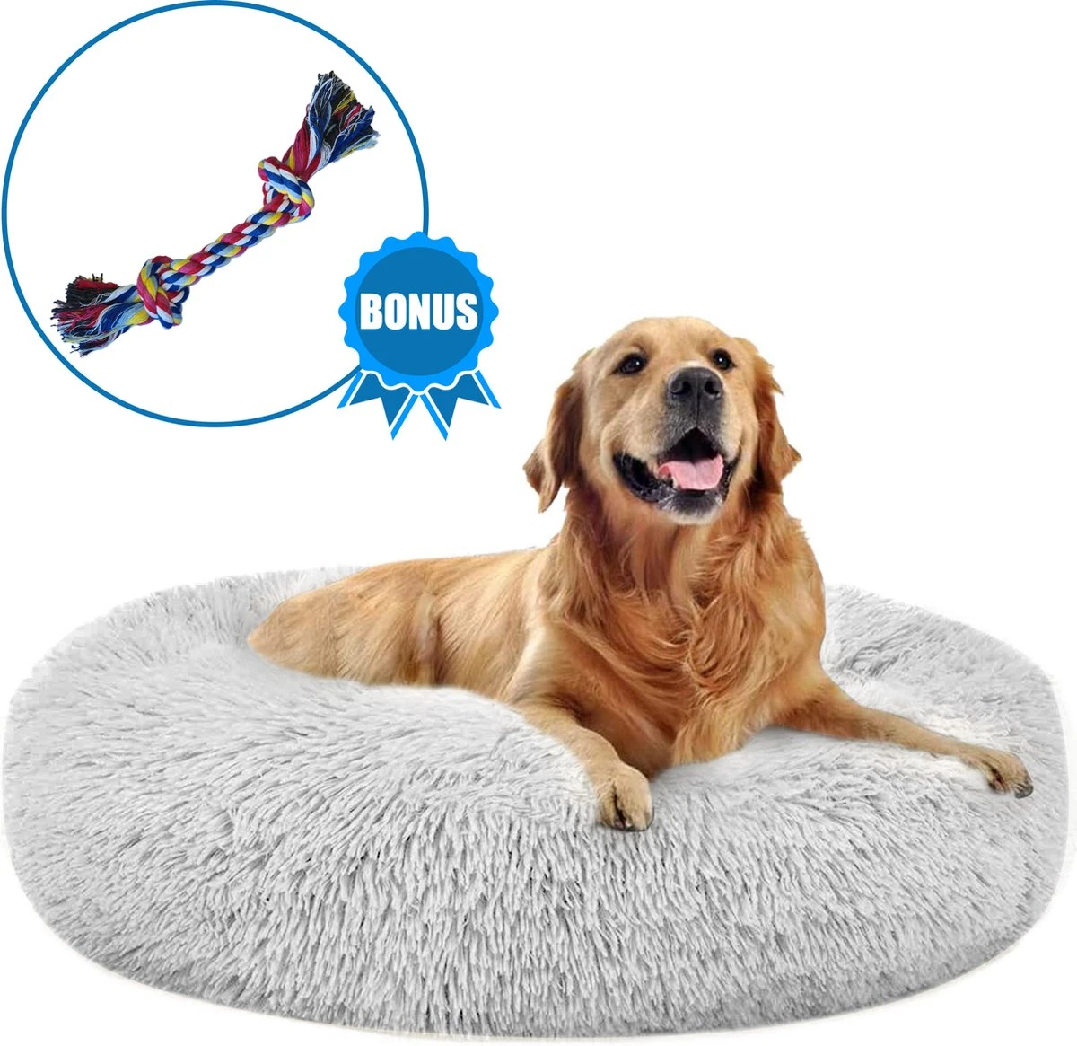 Pawzle Hondenmand - Donut Hondenkussen - Kattenmand - Bed Voor Honden & Katten - Wasbaar - 100cm - Grijs 1 Pawzle Hondenmand - Donut Hondenkussen - Kattenmand - Bed Voor Honden & Katten - Wasbaar - 100cm - Grijs
