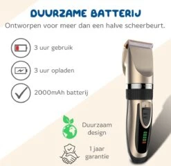 Pawwy Dieren Tondeuse Set Draadloos Voor Honden En Katten – Voor Dikke Vacht - Hondentondeuse – Hondentrimmer - Scheerapparaat - Goud -Hondenbenodigdheden Korting 1200x1165 5