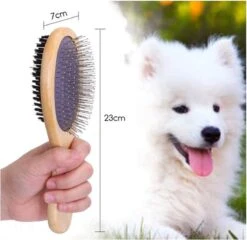 Merkloos Nobleza Dierenborstel - Hondenborstel - Kattenborstel - Tweezijdig - Dubbelzijdig - Hout - Maat L -Hondenbenodigdheden Korting 1200x1166 4