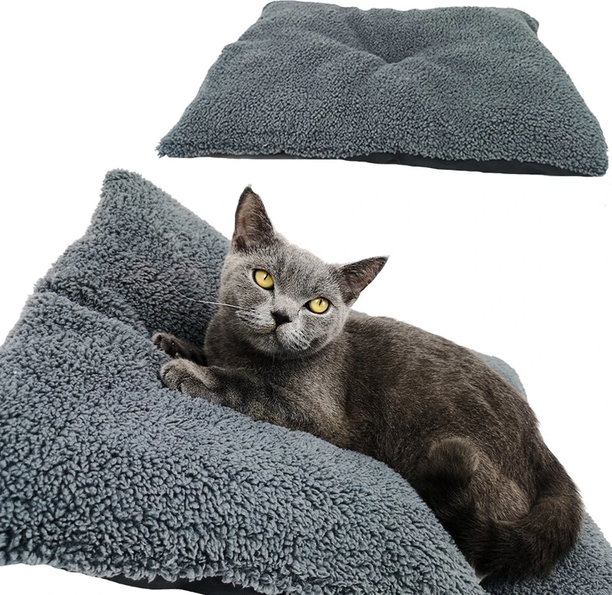 Pochon Pet - Hondenkussen - 70 X 50 Cm - Donkergrijs - Pluche - L 4 Pochon Pet - Hondenkussen - 70 X 50 Cm - Donkergrijs - Pluche - L - Afbeelding 4