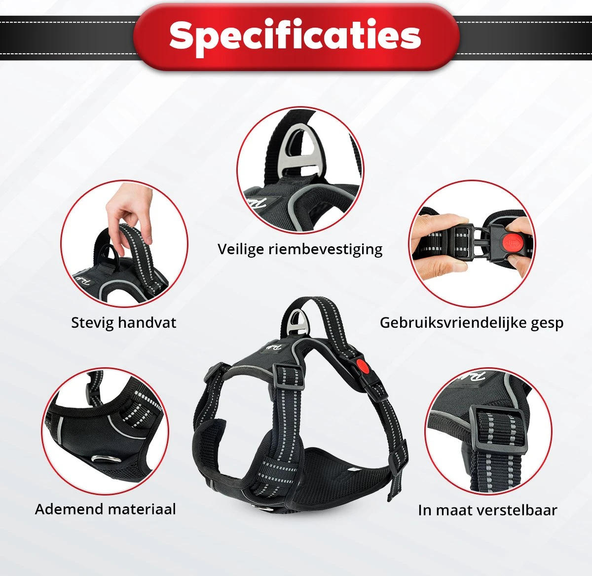 Purrr Fect Hondentuigje - Anti-Trek Tuig - Hondenharnas - Y Tuig Hond - Waterproof - Reflecterend - Verstelbaar - Maat L 4 Purrr Fect Hondentuigje - Anti-Trek Tuig - Hondenharnas - Y Tuig Hond - Waterproof - Reflecterend - Verstelbaar - Maat L - Afbeelding 4