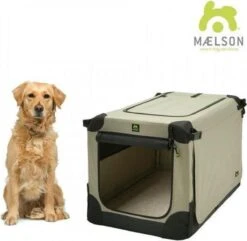 Maelson Soft Kennel - Robuuste Hondenbench Van Zacht Materiaal - Opvouwbare Kennel Met Stevig Stalen Binnenframe - Beige/zwart - XXS / XS / S / M / L / XL / XXL - 72 S -Hondenbenodigdheden Korting 1200x1170 31