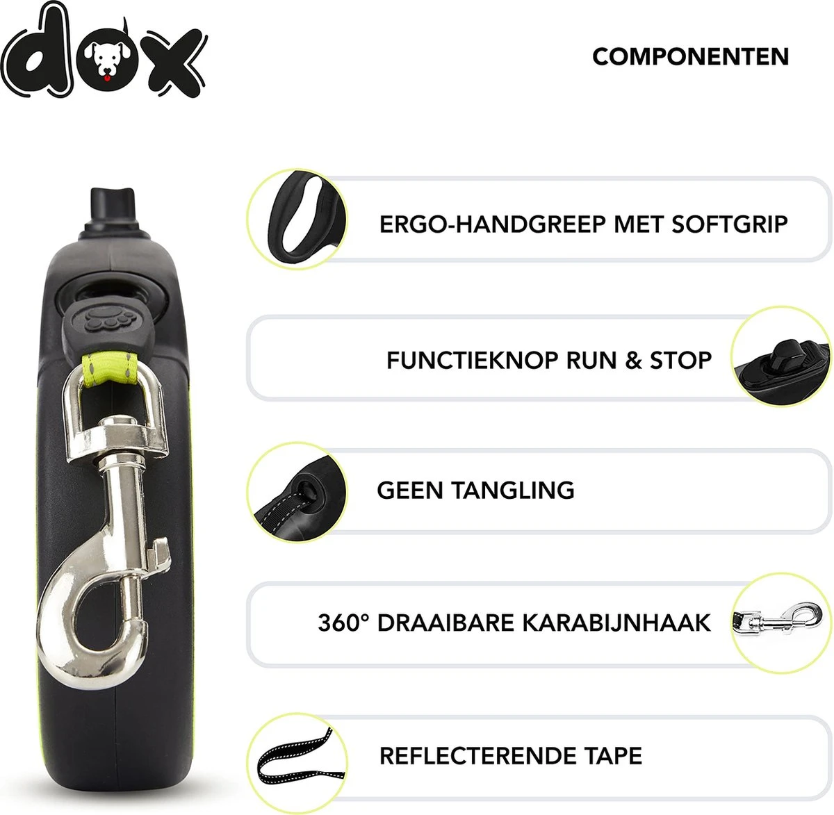 DDOXX Intrekbare Hondenriem, Reflecterend | Vele Kleuren & Maten | Voor Kleine & Grote Honden | Intrekbare Hondenriem Puppy Kat | Hondenriem Accessoires Hond | XS, 3 M, Tot 8 Kg, Geel 2 DDOXX Intrekbare Hondenriem, Reflecterend | Vele Kleuren & Maten | Voor Kleine & Grote Honden | Intrekbare Hondenriem Puppy Kat | Hondenriem Accessoires Hond | XS, 3 M, Tot 8 Kg, Geel - Afbeelding 2