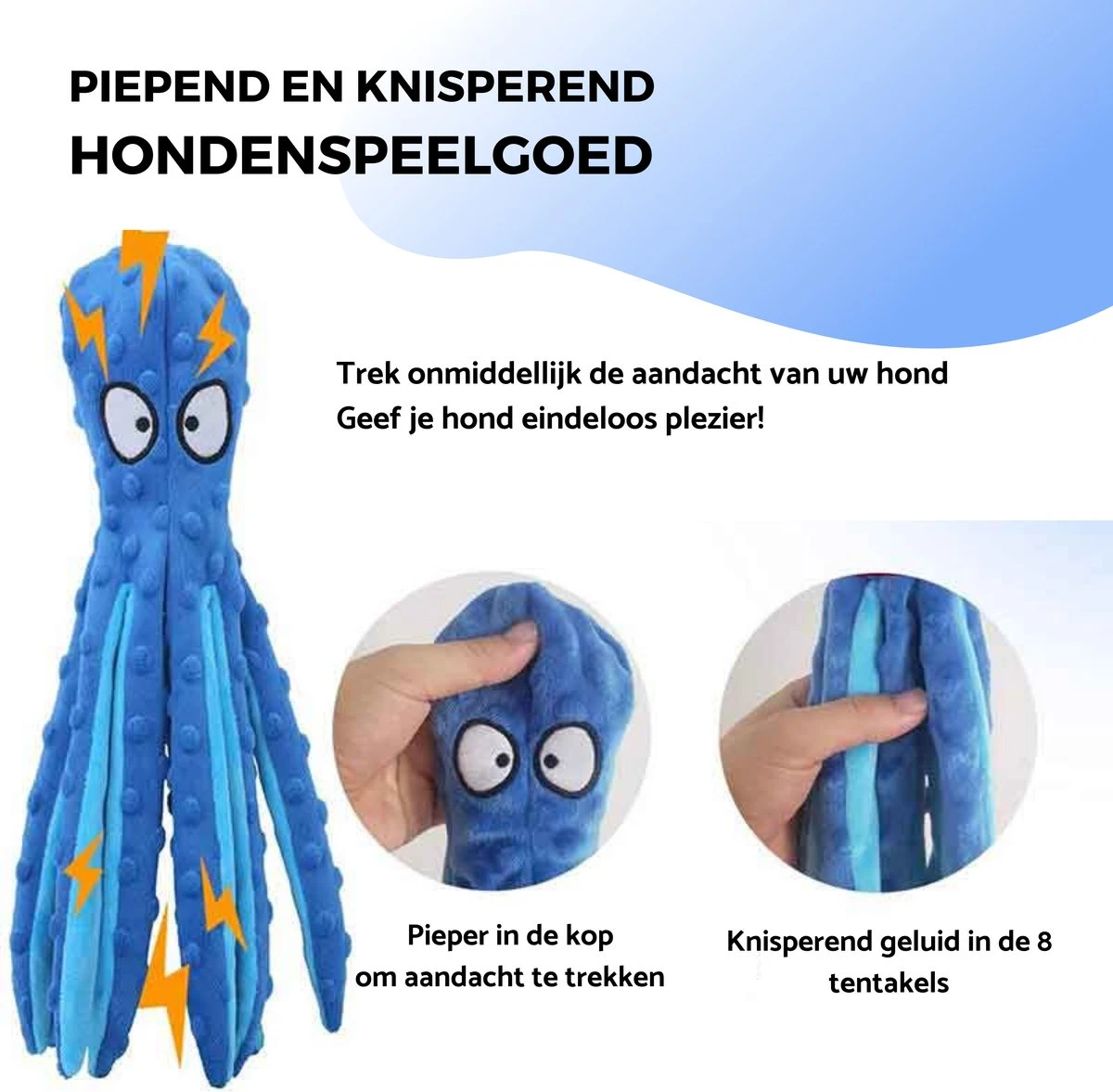 VEDIC® - Octopus Honden Knuffel Set Van 4 - Piepspeelgoed - Geen Vulling - 32CM - Groen/Blauw/Oranje/Roze 2 VEDIC® - Octopus Honden Knuffel Set Van 4 - Piepspeelgoed - Geen Vulling - 32CM - Groen/Blauw/Oranje/Roze - Afbeelding 2