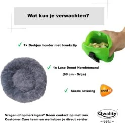 Hondenmand Donut – 60 Cm - Honden Mand – Pluche – Fluffy – Extra Zacht - Hondenkussen – Kattenkussen – Bed - Wasbaar Met Rits – Hondenmanden – Rond – Bank – Grijs - Qwality -Hondenbenodigdheden Korting 1200x1181 6