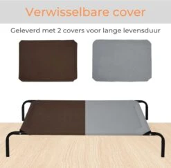 Hondenbed - Hondenstretcher - Honden Ligbed - Inclusief 2 Overtrekhoezen - XL - 110x68cm - Grijs En Koffie -Hondenbenodigdheden Korting 1200x1182 13