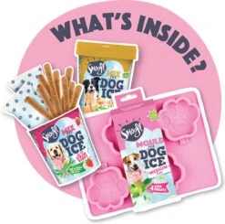 Smoofl Honden Lekkernij - Starter Kit Om Je Eigen Honden Ijs Te Maken, Kit Met 2 Ijsmixen Voor Honden, Pindakaas En Aardbei Smaak, Een Pootvormige Silicone Vorm - Voor 4 Hondenijsjes -Hondenbenodigdheden Korting 1200x1189