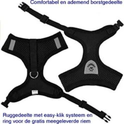 Luxyana Pets Hondentuig - M - 32-55cm - Harnas Voor Hond Of Grote Kat - Easy Step-in Hondenharnas - Inclusief Bijpassend Riempje - Zwart -Hondenbenodigdheden Korting 1200x1196 33