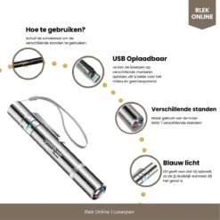 Rlek Online® Laserpen - USB Oplaadbaar - Online E-Book - Hondenspeelgoed - Laser - Kattenspeeltjes - 7 Verschillende Opties - Zaklamp/UV Licht -Hondenbenodigdheden Korting 1200x1197 32