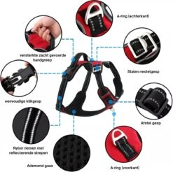 Hondenharnas – Inclusief Hondenriem – Reflecterend – Hondentuig – Hondenriem – Y Tuig Hond - Anti Trek Tuig - Zwart – Maat M -Hondenbenodigdheden Korting 1200x1197 39