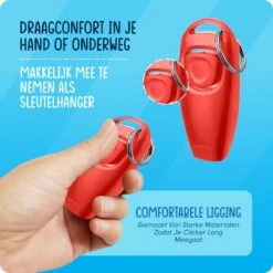 VEDIC® - Luxe Clicker Met Fluit - Clickertraining - Rood - Bevestigingsring - Fluit - Hondentraining -Hondenbenodigdheden Korting 1200x1200 1047