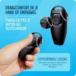 VEDIC® - Luxe Clicker Met Fluit - Clickertraining Voor Honden - Zwart - Bevestigingsring - Fluit - Hondentraining -Hondenbenodigdheden Korting 1200x1200 1058