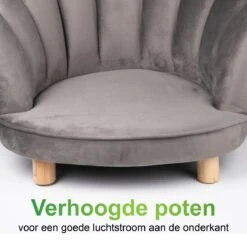 Maxxpro Katten- En Hondenstoel - Grijs - Verhoogd Met Houten Poten - Fluweel Materiaal - 61.5 X 52 X 33 CM - Huisdieren Tot 80 KG -Hondenbenodigdheden Korting 1200x1200 1101