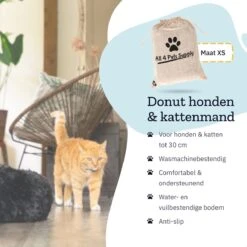 All 4 Pets Supply® Hondenmand Donut - Kattenmand - Maat XS - Geschikt Voor Honden/katten Tot 30 Cm - Hondenkussen - Zwart -Hondenbenodigdheden Korting 1200x1200 1140