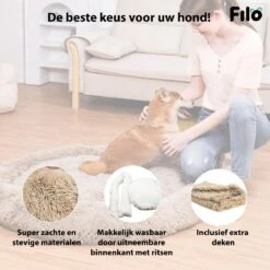 Filo Hondenmand 60cm Met Deken & Rits – Crème – Geschikt Als Kattenmand - Fluffy Donut Hondenbed Lichtbruin - Honden Mand & Bed – Hondenkussen – Kussen Hond – Katten Mand -Hondenbenodigdheden Korting 1200x1200 1235