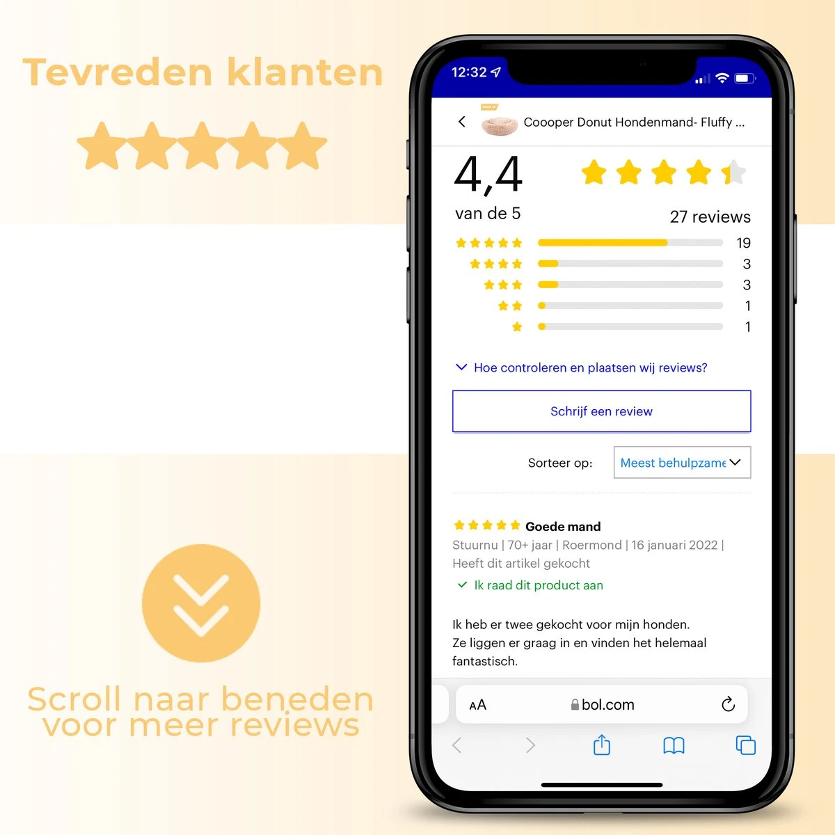 Coooper Donut Hondenmand - Fluffy Hondenmand - 100 Cm - XXL - Wasbaar - Pluche 7 Coooper Donut Hondenmand - Fluffy Hondenmand - 100 Cm - XXL - Wasbaar - Pluche - Afbeelding 7