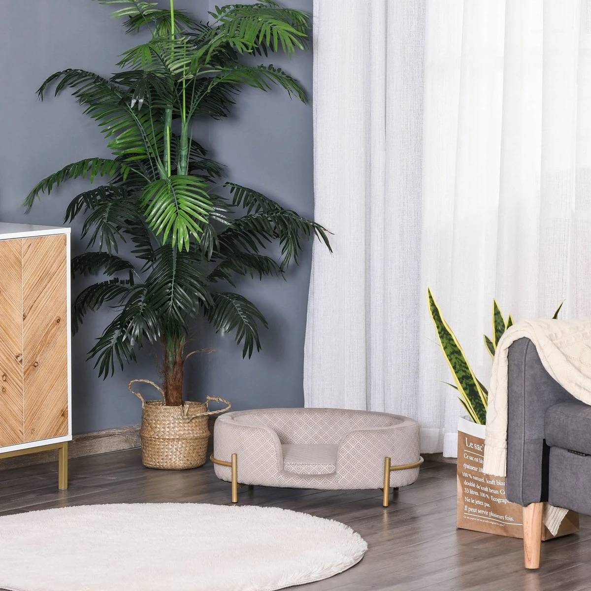 PawHut Huisdierenbank Hondenbank Kattenbank Zacht Rugleuning Metalen Poten Grijs D04-166 7 PawHut Huisdierenbank Hondenbank Kattenbank Zacht Rugleuning Metalen Poten Grijs D04-166 - Afbeelding 7