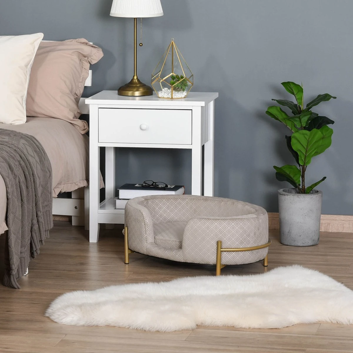 PawHut Huisdierenbank Hondenbank Kattenbank Zacht Rugleuning Metalen Poten Grijs D04-166 8 PawHut Huisdierenbank Hondenbank Kattenbank Zacht Rugleuning Metalen Poten Grijs D04-166 - Afbeelding 8