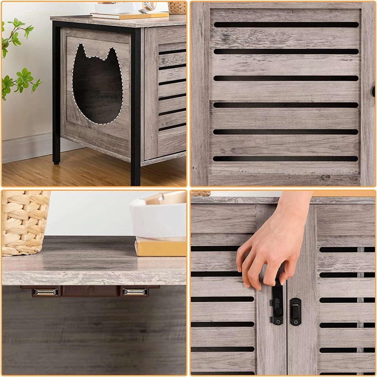 Houten Kattenhuis - Kattenkast Voor Binnen & Buiten - Kattenhok - Kattenhuisje Hout Met Deur En Gat - Hondenhok Voor Kleine Honden - 80 X 45 X 50.5 Cm 2 Houten Kattenhuis - Kattenkast Voor Binnen & Buiten - Kattenhok - Kattenhuisje Hout Met Deur En Gat - Hondenhok Voor Kleine Honden - 80 X 45 X 50.5 Cm - Afbeelding 2