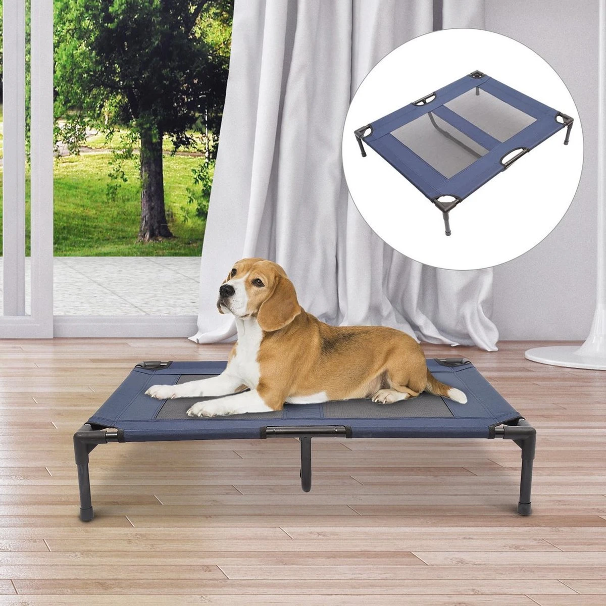 Paws & Claws - Hondenbed - Hondenstretcher - Honden Ligbed - Portable Draagbaar - 92 X 76 X 18 Cm - Blauw 2 Paws & Claws - Hondenbed - Hondenstretcher - Honden Ligbed - Portable Draagbaar - 92 X 76 X 18 Cm - Blauw - Afbeelding 2