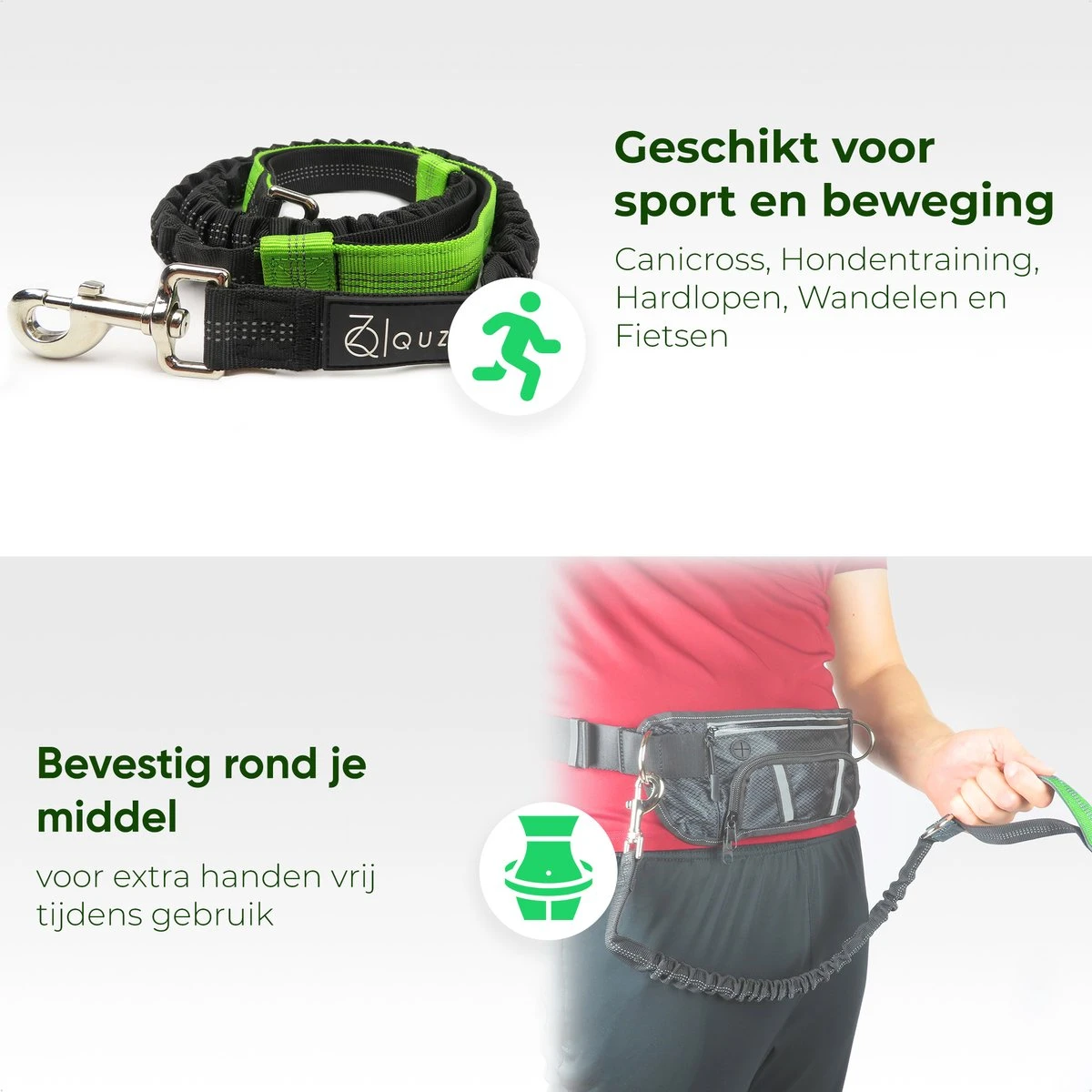 Canicross Looplijn Hond Met Heupriem Voor Hardlopen - Elastische Handsfree Hondenriem - Honden Trainingslijn - 150/200cm - Groen 5 Canicross Looplijn Hond Met Heupriem Voor Hardlopen - Elastische Handsfree Hondenriem - Honden Trainingslijn - 150/200cm - Groen - Afbeelding 5