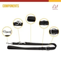 Happilax Dog Leash 2m Adjustable - Black/Reflective - 3-Step Adjustable Leash - Double Leash, Tug Leash - Geschikt Als Hondenriem Voor Grote Honden Of Als Sleepriem Voor Kleine Honden. -Hondenbenodigdheden Korting 1200x1200 1737