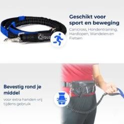 Canicross Looplijn Hond Met Heupriem Voor Hardlopen - Elastische Handsfree Hondenriem - Honden Trainingslijn - 150/200cm - Blauw -Hondenbenodigdheden Korting 1200x1200 1740