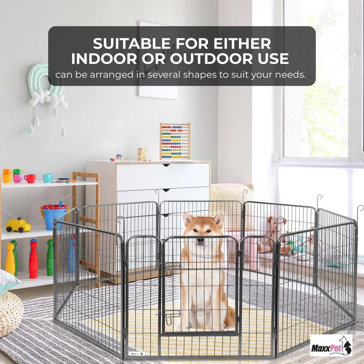MaxxPet Puppyren - Hondenbench - Hondenren- Puppyren Met 8 Kennelpanelen - Staal -80 X 100 Cm Ø 210 Cm 5 MaxxPet Puppyren - Hondenbench - Hondenren- Puppyren Met 8 Kennelpanelen - Staal -80 X 100 Cm Ø 210 Cm - Afbeelding 5
