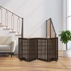 Relaxdays Veiligheidshekje Hout - 92 Cm Hoog - Kinderhek - Hondenhek - Inklapbaar - Bruin - 4 Panelen -Hondenbenodigdheden Korting 1200x1200 1866