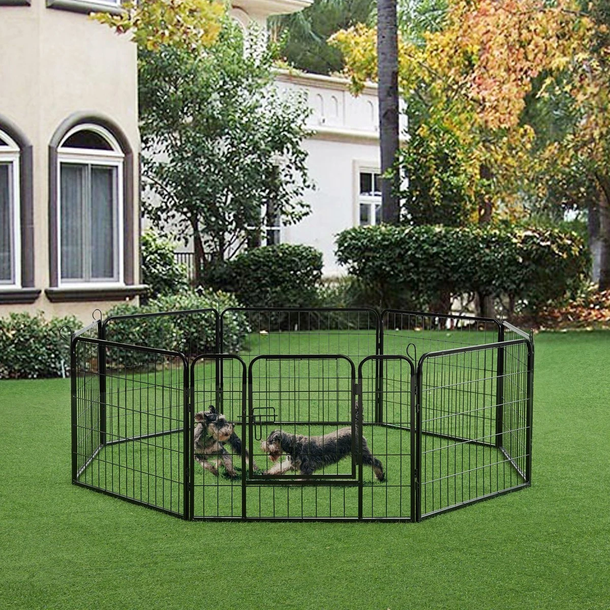 ACAZA Hondenren In 8 Panelen - Hondenkennel - Met Deur - 60 Cm Hoogte - Zwart 6 ACAZA Hondenren In 8 Panelen - Hondenkennel - Met Deur - 60 Cm Hoogte - Zwart - Afbeelding 6