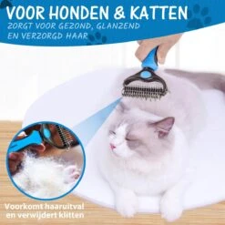 Woodoro 2-Zijdige Kattenkam Voor Ondervacht - Voorkomt Haaruitval - Verwijdert Klitten -Hondenbenodigdheden Korting 1200x1200 189