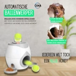 Ceka - Automatische Ballenwerper Hond - Met Voer / Beloning Systeem - Honden Speelgoed Intelligentie - Inclusief 2 Tennisbalen + Voerschep -Hondenbenodigdheden Korting 1200x1200 1960