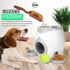 Ceka - Automatische Ballenwerper Hond - Met Voer / Beloning Systeem - Honden Speelgoed Intelligentie - Inclusief 2 Tennisbalen + Voerschep -Hondenbenodigdheden Korting 1200x1200 1961