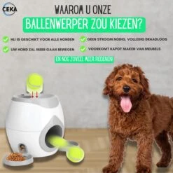 Ceka - Automatische Ballenwerper Hond - Met Voer / Beloning Systeem - Honden Speelgoed Intelligentie - Inclusief 2 Tennisbalen + Voerschep -Hondenbenodigdheden Korting 1200x1200 1962