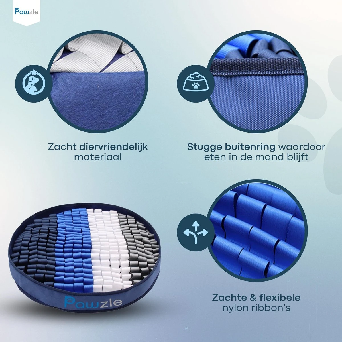 Pawzle Snuffelmat Hond - Likmat - Anti Schrokbak - Honden Speelgoed Intelligentie - Puppy - Inclusief Speelbal - 50x50cm - Blauw 3 Pawzle Snuffelmat Hond - Likmat - Anti Schrokbak - Honden Speelgoed Intelligentie - Puppy - Inclusief Speelbal - 50x50cm - Blauw - Afbeelding 3