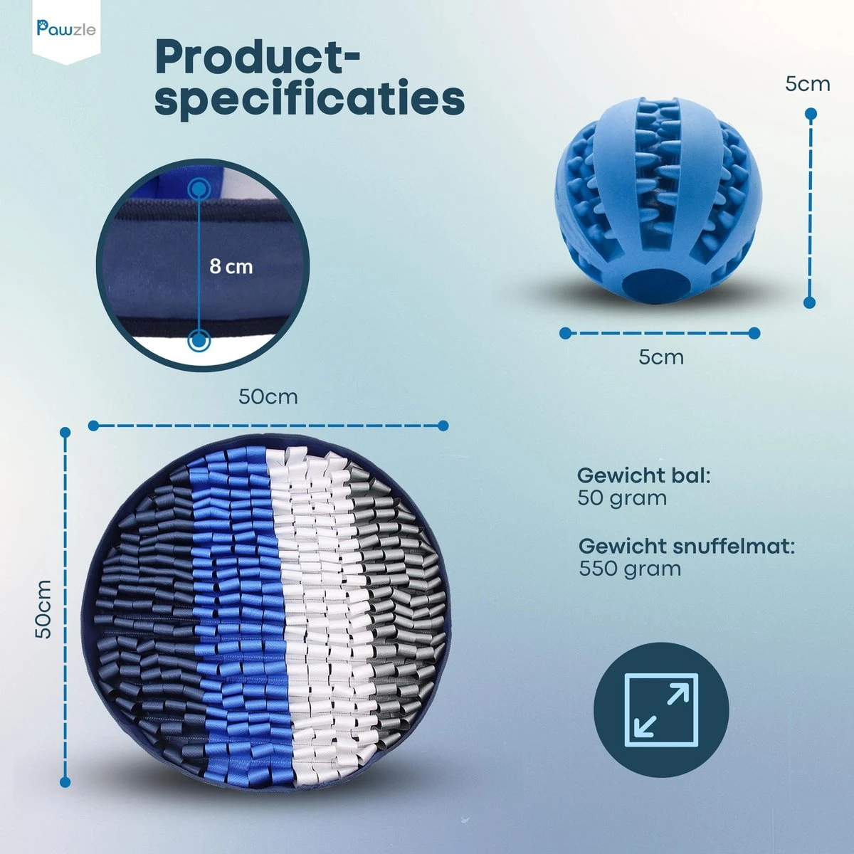 Pawzle Snuffelmat Hond - Likmat - Anti Schrokbak - Honden Speelgoed Intelligentie - Puppy - Inclusief Speelbal - 50x50cm - Blauw 5 Pawzle Snuffelmat Hond - Likmat - Anti Schrokbak - Honden Speelgoed Intelligentie - Puppy - Inclusief Speelbal - 50x50cm - Blauw - Afbeelding 5