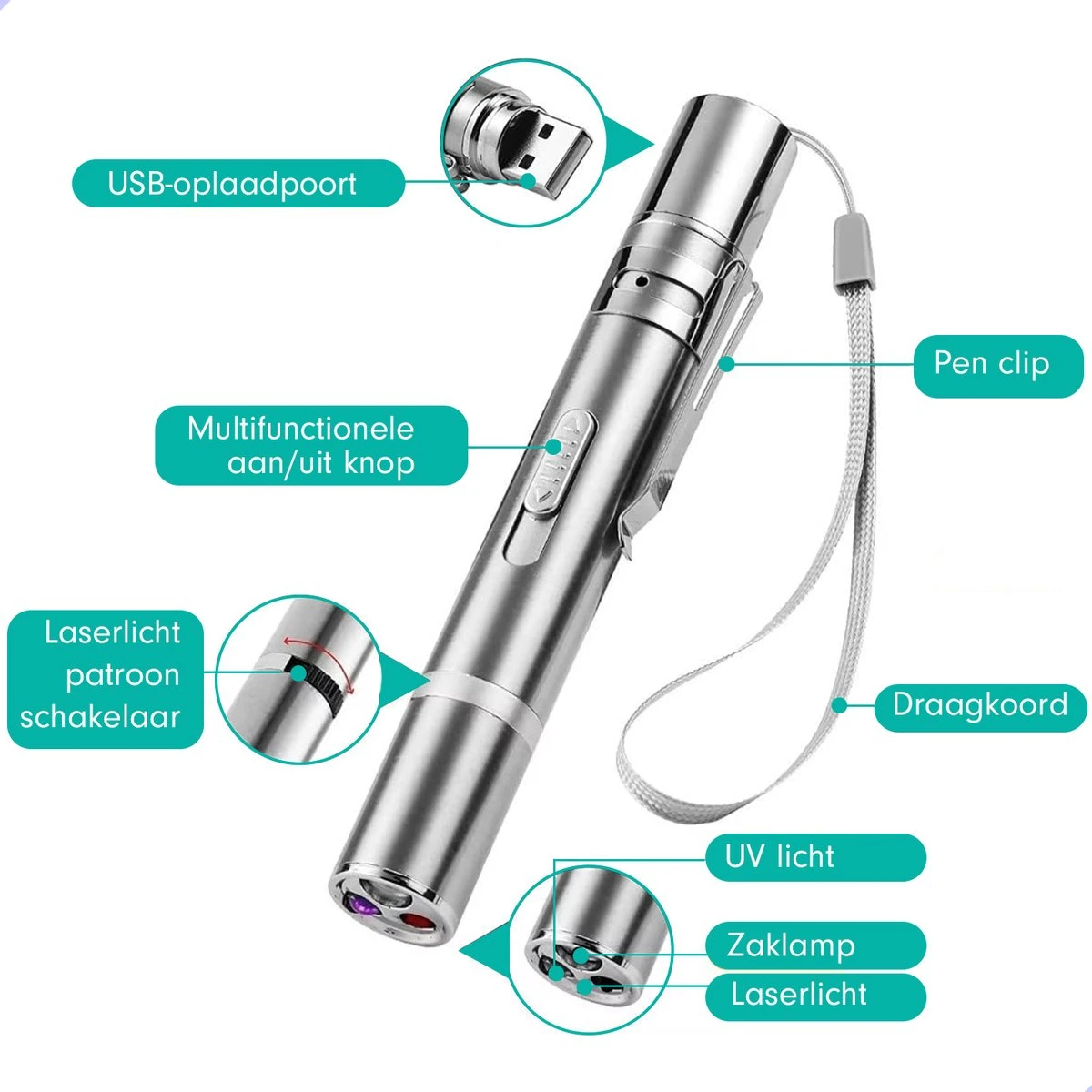 Laserpen - Kattenspeeltjes - Laser - Katten Speelgoed - Kattenspeelgoed - Laserlampje Kat - Speeltjes - Pointer - Lamp - Laserlampje - USB Oplaadbaar 7 Laserpen - Kattenspeeltjes - Laser - Katten Speelgoed - Kattenspeelgoed - Laserlampje Kat - Speeltjes - Pointer - Lamp - Laserlampje - USB Oplaadbaar - Afbeelding 7