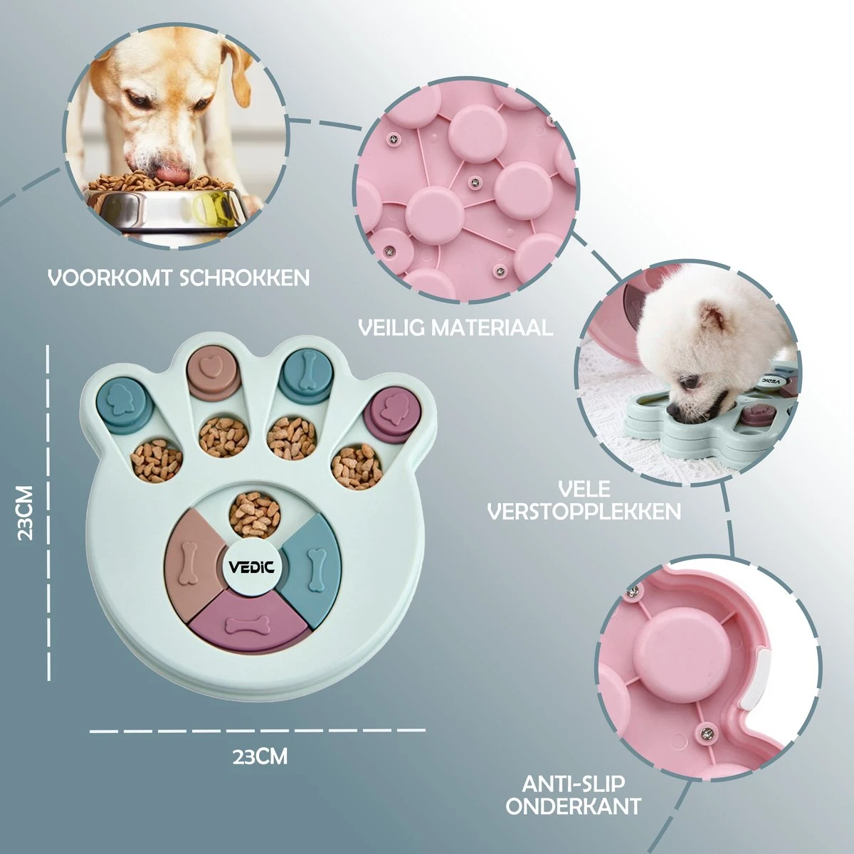 VEDIC® - Hondenpuzzel Hondenpoot Blauw - Intelligentiespeelgoed - Verschuifbare Verstopplekken - 23x23cm 3 VEDIC® - Hondenpuzzel Hondenpoot Blauw - Intelligentiespeelgoed - Verschuifbare Verstopplekken - 23x23cm - Afbeelding 3