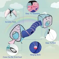 Fuegobird Kattentunnel - Tent+Tunnel 3 In 1 - Blauw/Roze -Hondenbenodigdheden Korting 1200x1200 2072