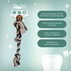 Floss Boss Flostouw – Zeer Stevig En Veilig Hondenspeelgoed – Hondentouw Van Gerecycled Katoen – Grijs Trektouw – 55cm – 325g – 3 Knopen -Hondenbenodigdheden Korting 1200x1200 2386