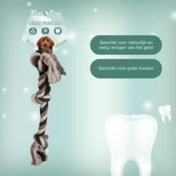 Floss Boss Flostouw – Zeer Stevig En Veilig Hondenspeelgoed – Hondentouw Van Gerecycled Katoen – Grijs Trektouw – 55cm – 325g – 3 Knopen -Hondenbenodigdheden Korting 1200x1200 2387