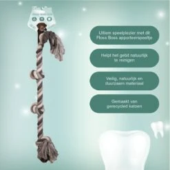 Floss Boss Flostouw – Zeer Stevig En Veilig Hondenspeelgoed – Hondentouw Van Gerecycled Katoen – Grijs Trektouw – 85cm – 600g – 4 Knopen -Hondenbenodigdheden Korting 1200x1200 2392