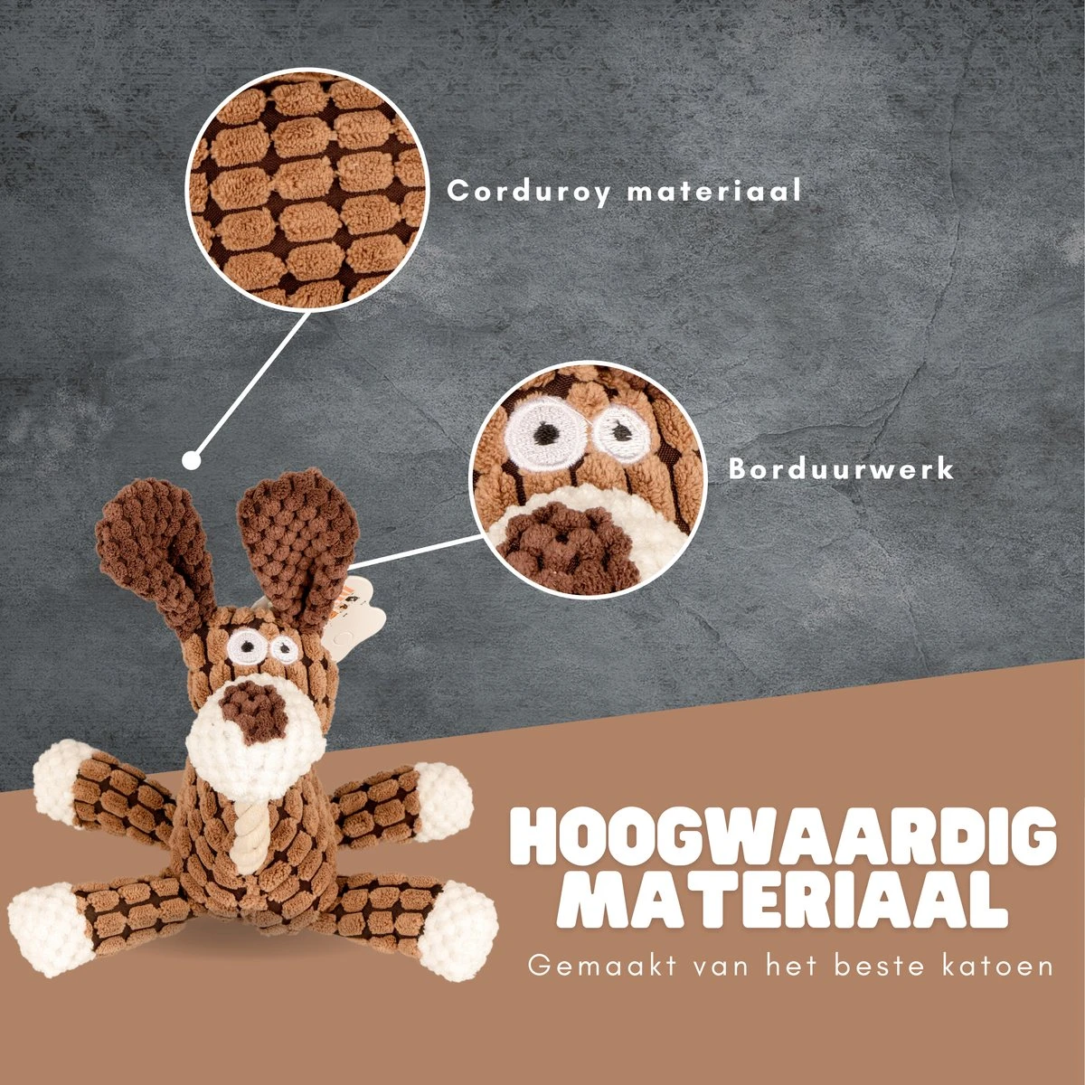 Dutchwide Honden - Knuffel - Met Piep - Extra Sterk - Speelgoed - Pluche - Hondenknuffel - Intelligentie 2 Dutchwide Honden - Knuffel - Met Piep - Extra Sterk - Speelgoed - Pluche - Hondenknuffel - Intelligentie - Afbeelding 2