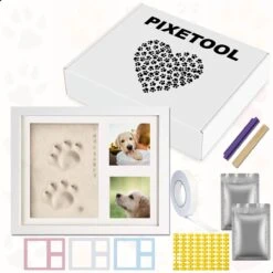 PIXETOOL Fotolijst Kleiafdruk - Gipsafdruk - Pootafdruk Hond - Puppy Speelgoed - Cadeau Voor Man - Cadeau Voor Vrouw - 3D Collage - 54 Extra Letters -Hondenbenodigdheden Korting 1200x1200 2417