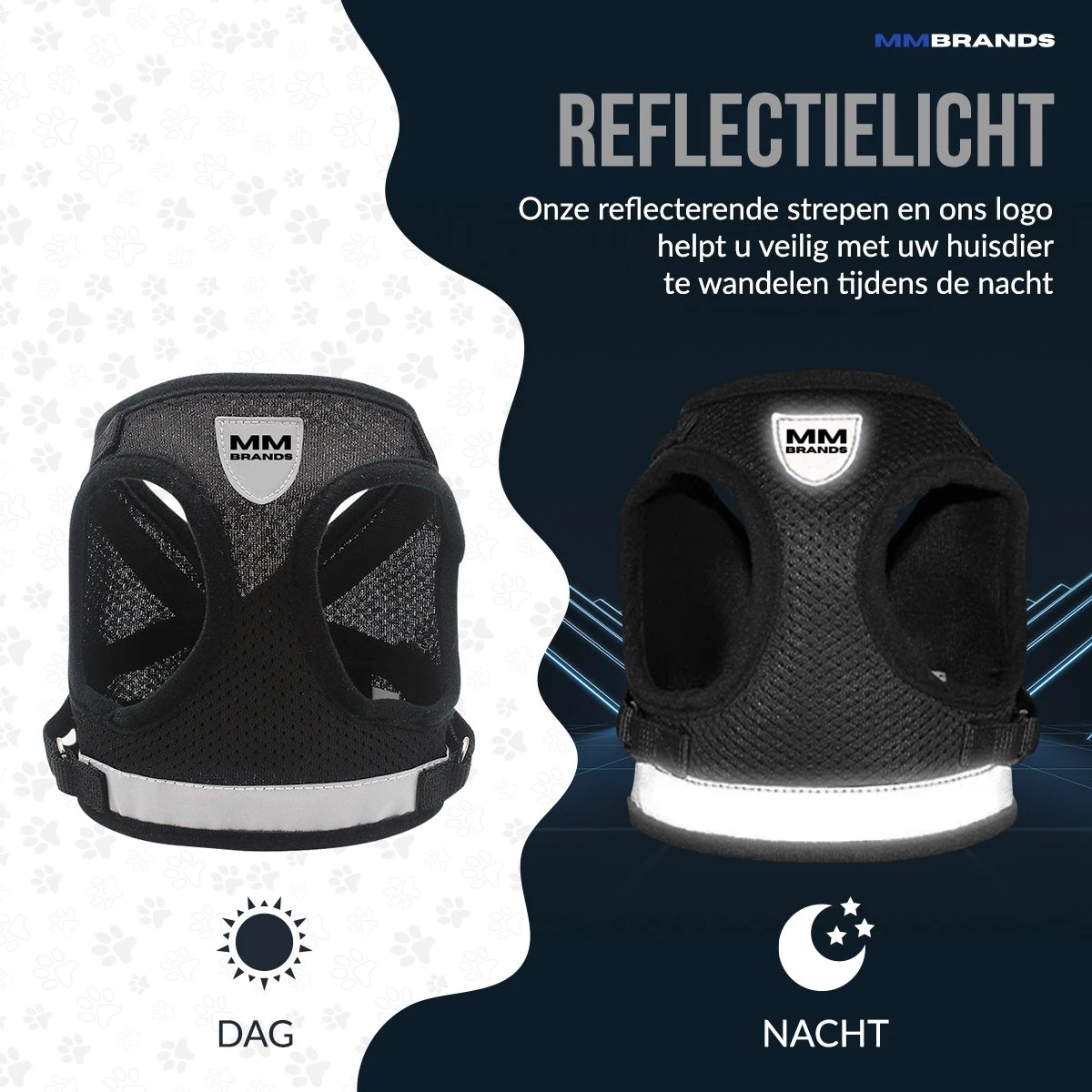 MM Brands Hondentuig - Harnas Hond - Y Tuig - Reflectie - Small - Zwart 6 MM Brands Hondentuig - Harnas Hond - Y Tuig - Reflectie - Small - Zwart - Afbeelding 6