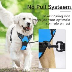 Sharon B - Hondentuigje - Voor Middelgrote Honden - Blauw - Maat M - No Pull Harnas - Anti Trek - Reflecterend - Hoeft Niet Over Het Hoofd Aangetrokken Te Worden -Hondenbenodigdheden Korting 1200x1200 2521