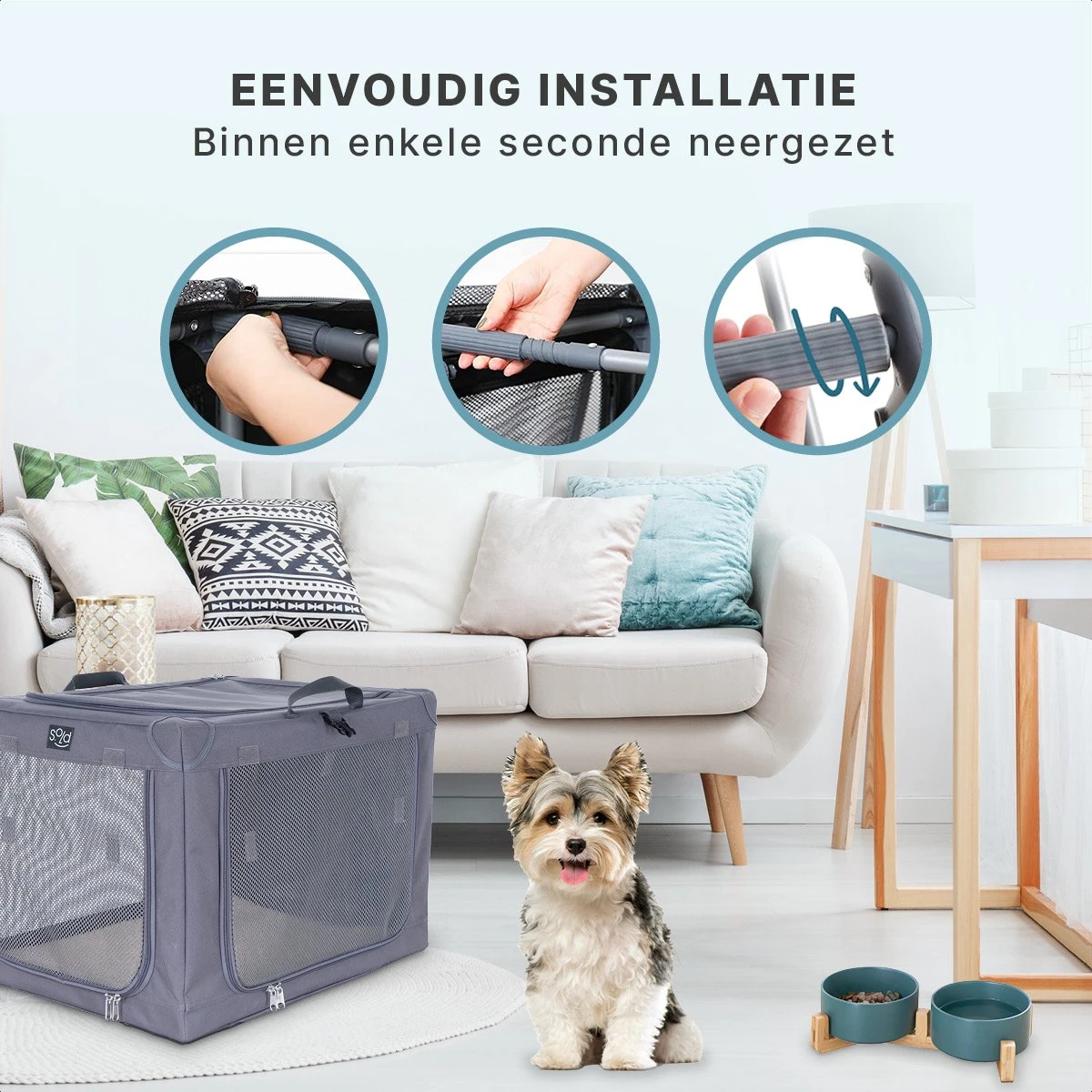 Hondenbench Opvouwbaar - Autobench Hond - Reisbench - Transportbox - Max Gewicht Hond 12 Kg - Grijs - 61x46x43 Cm 5 Hondenbench Opvouwbaar - Autobench Hond - Reisbench - Transportbox - Max Gewicht Hond 12 Kg - Grijs - 61x46x43 Cm - Afbeelding 5