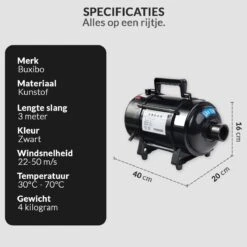 Hondenföhn/Waterblazer - Verstelbare Vermogen Standen (500W Tot 2400W) En Verstelbare Temperatuur - Zwart -Hondenbenodigdheden Korting 1200x1200 420